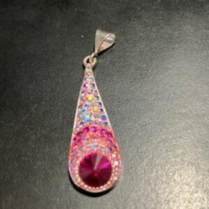 Pink sparkle pendant in 925 silver backing